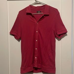 Men’s Pink Short Sleeve Button Down